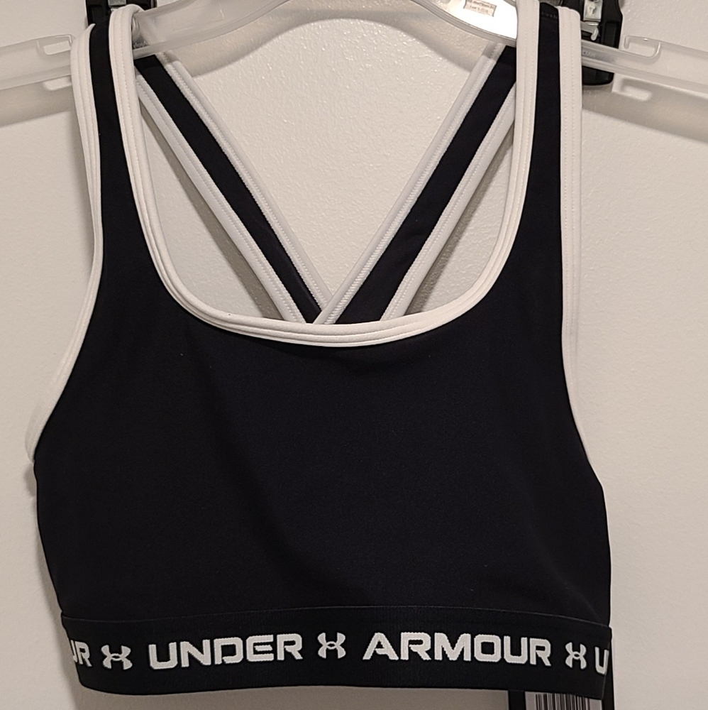 Under Armour Crossback Sports Bra Black & White YLG NEW WITH TAGS
